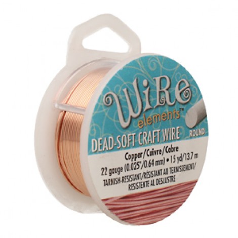 22ga Beadsmith Wire Elements Dead Soft Anti-Tarnish Craft Wire - Natural Copper - 15yd (13.7m)