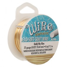 22ga Beadsmith Wire Elements Dead Soft Anti-Tarnish Wire - Gold - 8yd