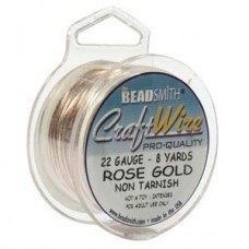 22ga Beadsmith Pro-Quality Anti-Tarnish Rose Gold  Craft Wire - 8yd