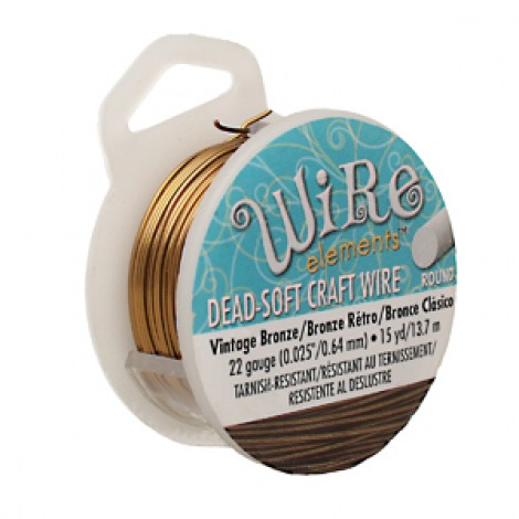 22ga Beadsmith Wire Elements Soft Temper Vintage Bronze Wire - 15yd