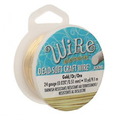 24ga Beadsmith Wire Elements Anti-Tarnish Dead Soft Craft Wire - Gold - 10yd