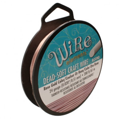 24ga Beadsmith Wire Elements Dead Soft Anti-Tarnish Craft Wire-  Rose Gold - 1/4lb - 200ft (60.9m)