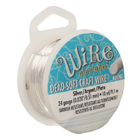 24ga Beadsmith Wire Elements Dead Soft Anti-Tarnish Craft Wire - Silver 10yd