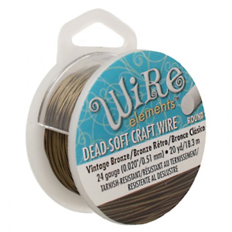 24ga Beadsmith Wire Elements Dead Soft Anti-Tarnish Craft Wire - Vintage Bronze - 20yd