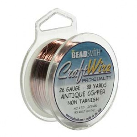 26ga Beadsmith Pro-Quality Anti-Tarnish Craft Wire - Antique Copper - 30yd (27.4m)