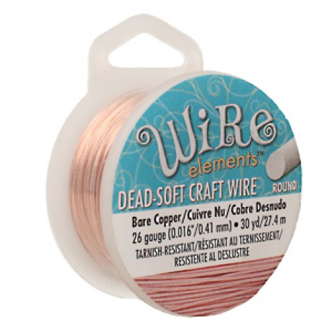 26ga Beadsmith Wire Elements Dead Soft Craft Wire - Bare Copper - 30yd (27.4m) 26ga Beadsmith Wire Elements Dead Soft Craft Wire - Bare Copper - 30yd (27.4m)