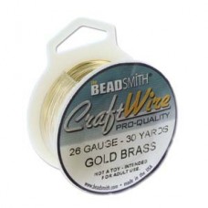 26ga Beadsmith Wire Elements Craft Wire - Bare Gold Brass