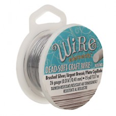 26ga Beadsmith Wire Elements Dead Soft Anti-Tarnish Craft Wire- Brushed Silver - 15yd (13.7m)
