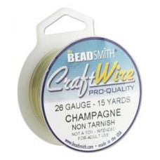 26ga Beadsmith Pro-Quality Round Wire - Champagne Gold