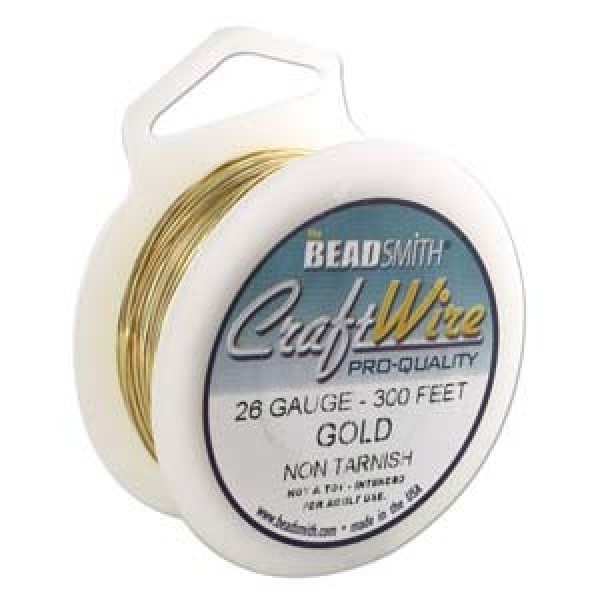26ga Beadsmith Wire Elements Craft Wire AntiTarnish Gold 1/4lb Beadsmi...