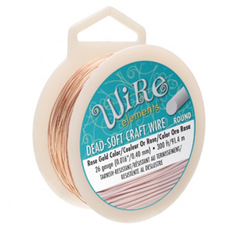 26ga Beadsmith Wire Elements Dead Soft Anti-Tarnish Rose Gold Craft Wire - 1/4lb (91.4m)