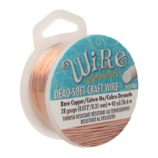 28ga Beadsmith Wire Elements Dead Soft Craft Wire - Bare Copper - 36.5m