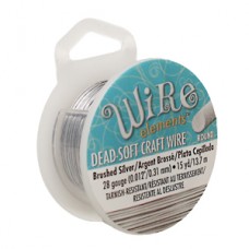 28ga Beadsmith Wire Elements Dead Soft Anti-Tarnish Craft Wire- Brushed Silver - 13.7m