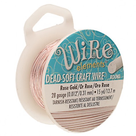 28ga Beadsmith Wire Elements Dead Soft Anti-Tarnish Rose Gold Craft Wire - 15yd (13.7m) 28ga Beadsmith Wire Elements Dead Soft Anti-Tarnish Rose Gold Craft Wire - 15yd (13.7m)