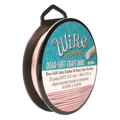 28ga Beadsmith Wire Elements Dead Soft Anti-Tarnish Craft Wire - Rose Gold - 1/4lb - 500ft