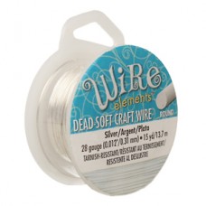 28ga Beadsmith Wire Elements Dead Soft Anti-Tarnish Craft Wire - Silver - 15yd