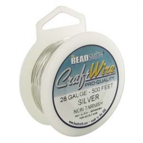 28ga Beadsmith Wire Elements Silver Plated Wire - 1/4 lb