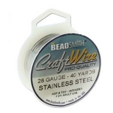 28ga Beadsmith Pro-Quality Wire - Stainless Steel