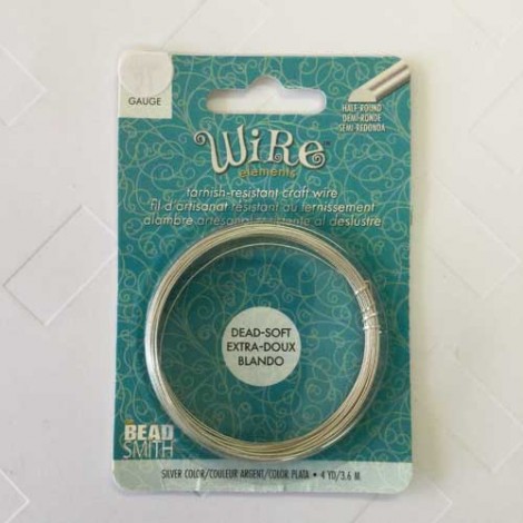 16ga Beadsmith Wire Elements Anti-Tarnish 1/2 Round Silver Craft Wire