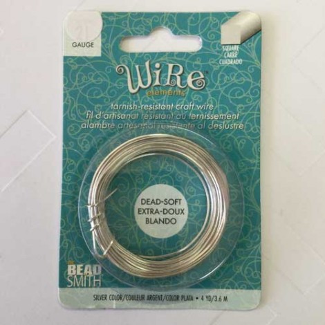 21ga Square Beadsmith Anti-Tarnish Silver Craft Wire