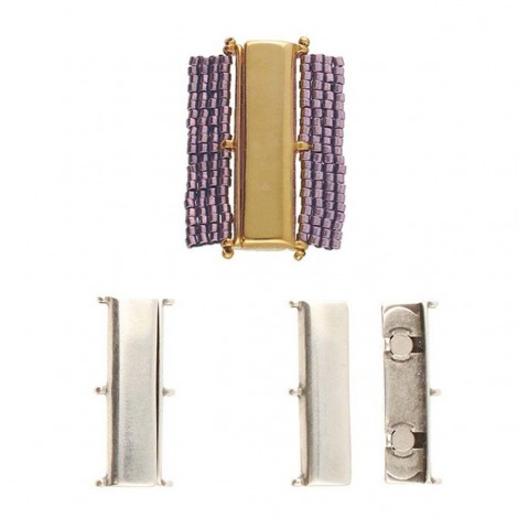 31.2x14.2mm Axos III - Delica Magnetic Clasp - Silver Plated - each 31.2x14.2mm Axos III - Delica Magnetic Clasp - Silver Plated - each