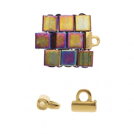 5.13x5.2mm Soros Tila Bead Ending - 24K Gold Plated - Pack of 2 5.13x5.2mm Soros Tila Bead Ending - 24K Gold Plated - Pack of 2