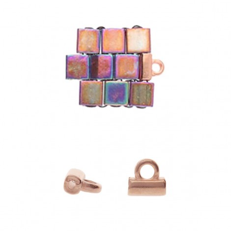 5.13x5.2mm Soros Tila Bead Ending - Rose Gold Plated - Pack of 2 5.13x5.2mm Soros Tila Bead Ending - Rose Gold Plated - Pack of 2