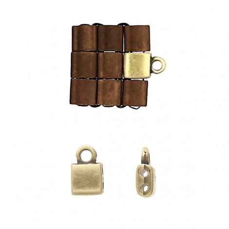 5x7.6mm Piperi Tila Bead Ending - Antique Brass Plated - Pack of 2 pair