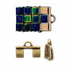 11x15.6mm Piperi II  - Tila Bead Ending - Antique Brass Plated - Pack of 2