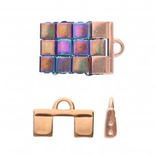 11x15.6mm Piperi II  - Tila Bead Ending - Rose Gold Plated - Pack of 2