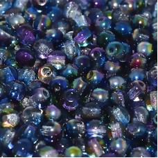 4mm Czech Round Glass Beads - Crystal Magic Blue