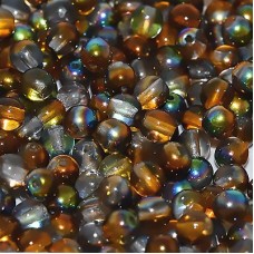 4mm Czech Round Glass Beads - Crystal Magic Copper