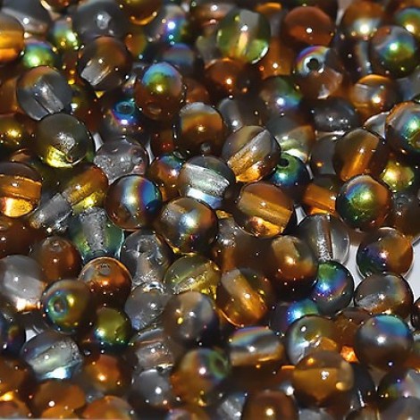 4mm Czech Round Glass Beads - Crystal Magic Copper - Pack of 100