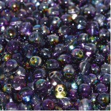 4mm Czech Round Glass Beads - Crystal Magic Purple