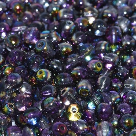 4mm Czech Round Glass Beads - Crystal Magic Purple