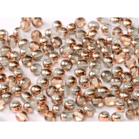8mm Czech Round Glass Beads - Crystal Capri Gold - Pack of 20
