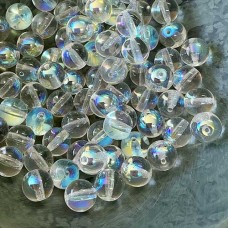 8mm Round Czech Druk Glass Druk Beads - Crystal AB - Pack of 20