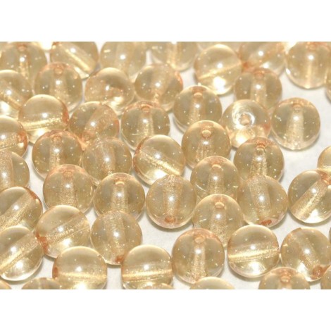 8mm Czech Round Glass Beads - Transparent Lustre Champagne - Pack of 20