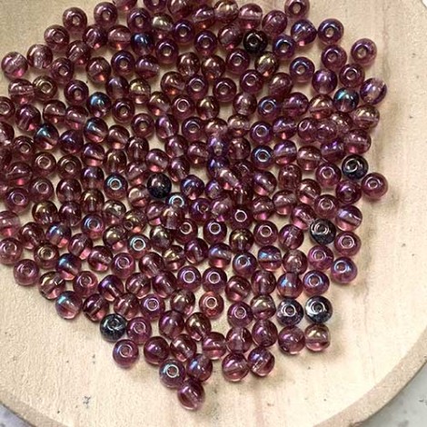 4mm Czech Round Beads - Luster Iris Amethyst - Pack of 100