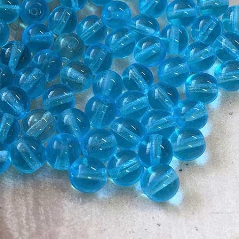 6mm Aqua Czech Round Glass Druk Beads - Pack of 20 6mm Aqua Czech Round Glass Druk Beads - Pack of 20