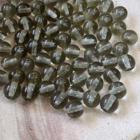 6mm Black Diamond Czech Glass Round Druk Beads - Pack of 20
