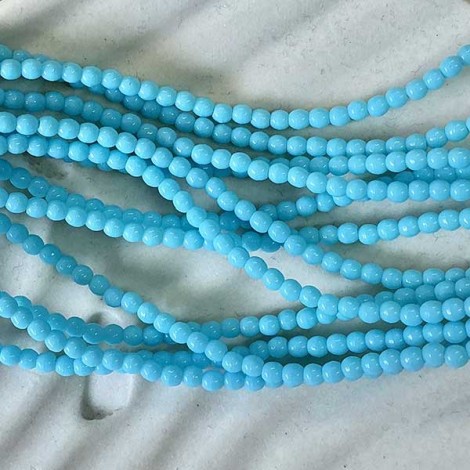 2mm Czech Round Glass Beads - Blue Turquoise - Pack of 100