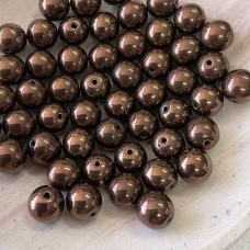 8mm Czech Round Beads - Dark Bronze - Pack of 20