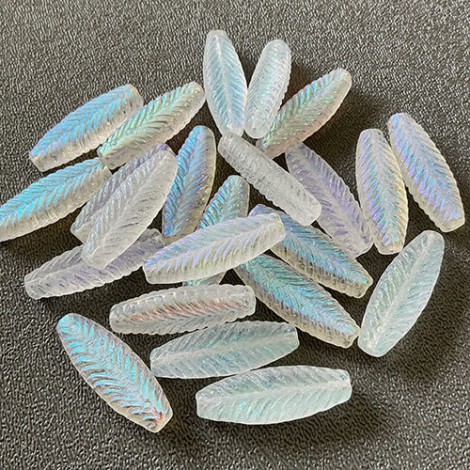 30x11mm Matte Czech Crystal AB Feather Tubes - Pack of 10