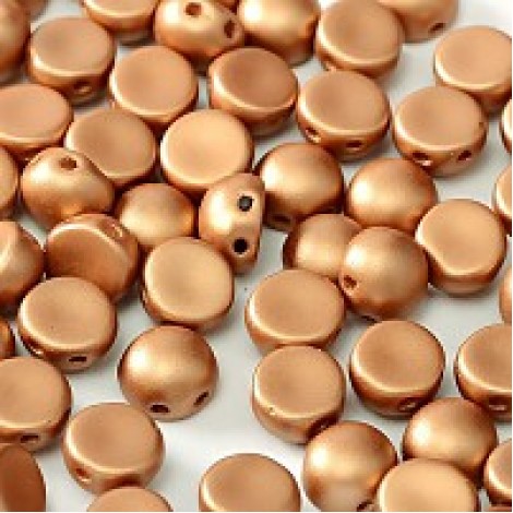 6mm Czech 2-Hole Cabochons - Metallic Copper - Pack of 33