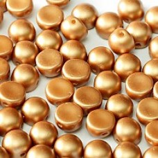6mm Czech 2-Hole Cabochons - Pastel Amber - Pack of 33