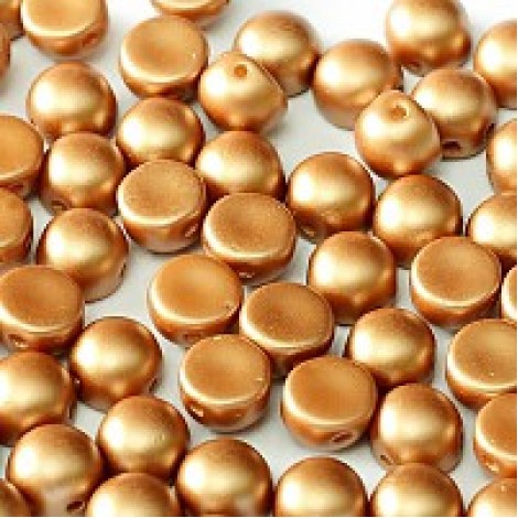 6mm Czech 2-Hole Cabochons - Pastel Amber - Pack of 33