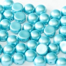 6mm Czech 2-Hole Cabochons - Pastel Aqua - Pack of 33