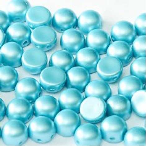 6mm Czech 2-Hole Cabochons - Pastel Aqua - Pack of 33