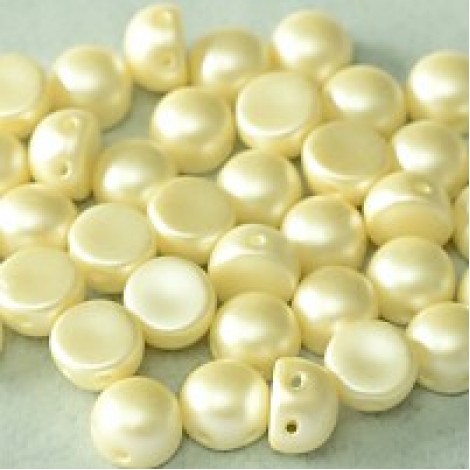 6mm Czech 2-Hole Cabochons - Pastel Cream - Pack of 33